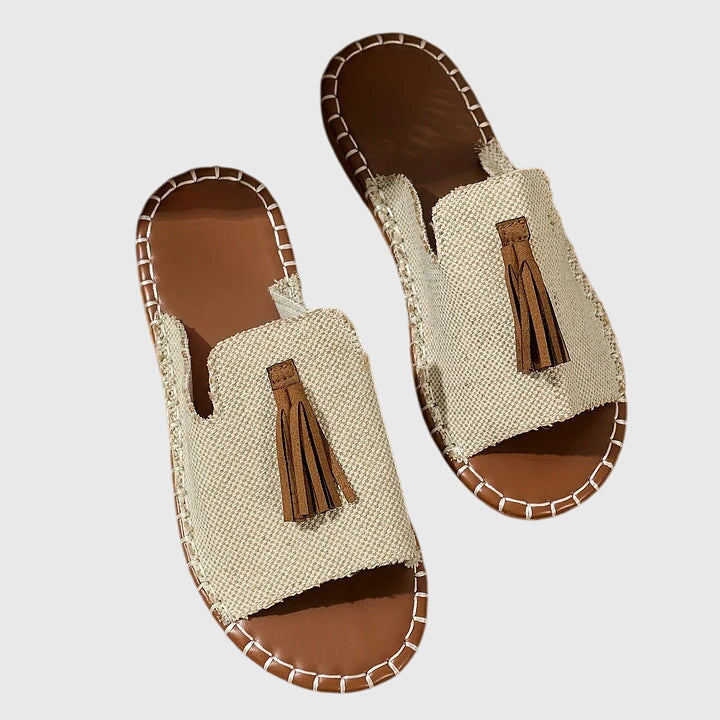 Women's Orthopaedic Boho Print Tassel Slip-On Flat Sandals