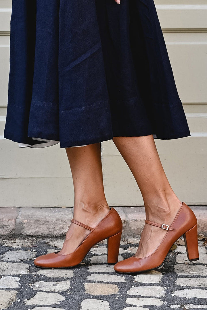 Women's Mary Jane Block Heel Pumps Adjustable Buckle Strap