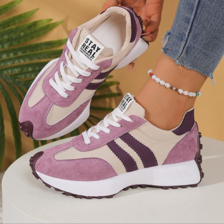Women's Lace-Up Trainers with Low-Cut Design and Textured Sole