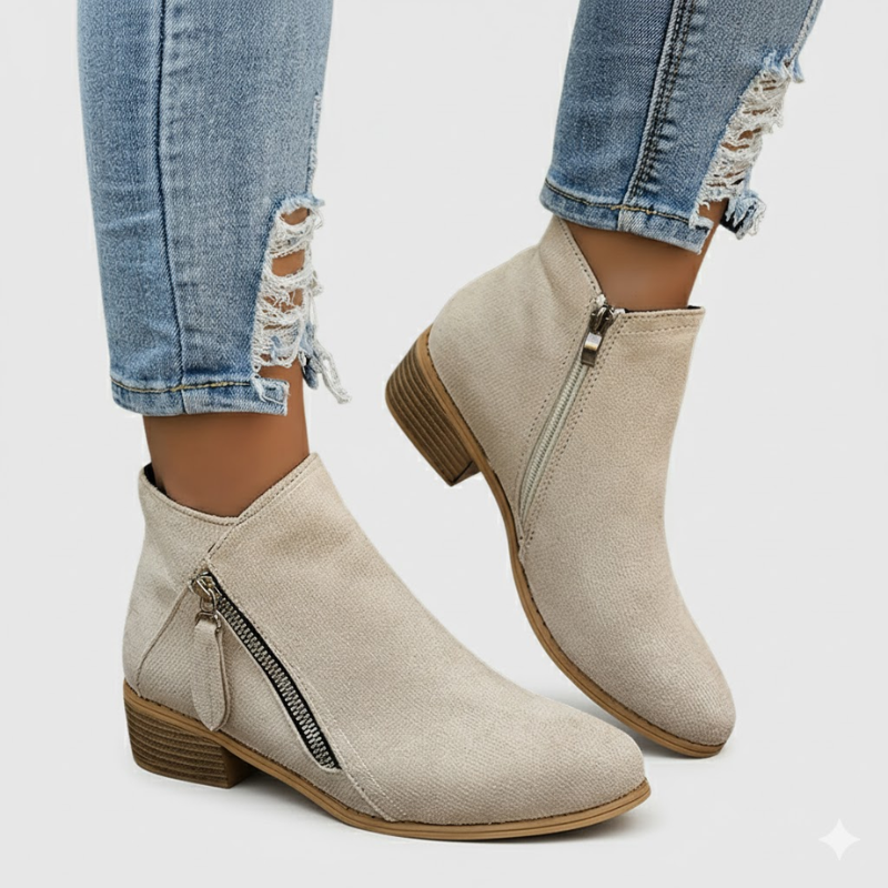Women's Side Zip Round Toe Orthopaedic Ankle Boots