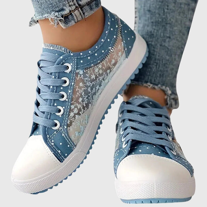 Women's Orthopaedic Lace-Up Floral Mesh Detail Shoes