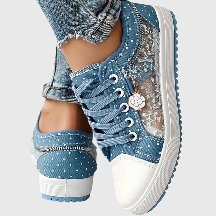 Women's Orthopaedic Lace-Up Floral Mesh Detail Shoes