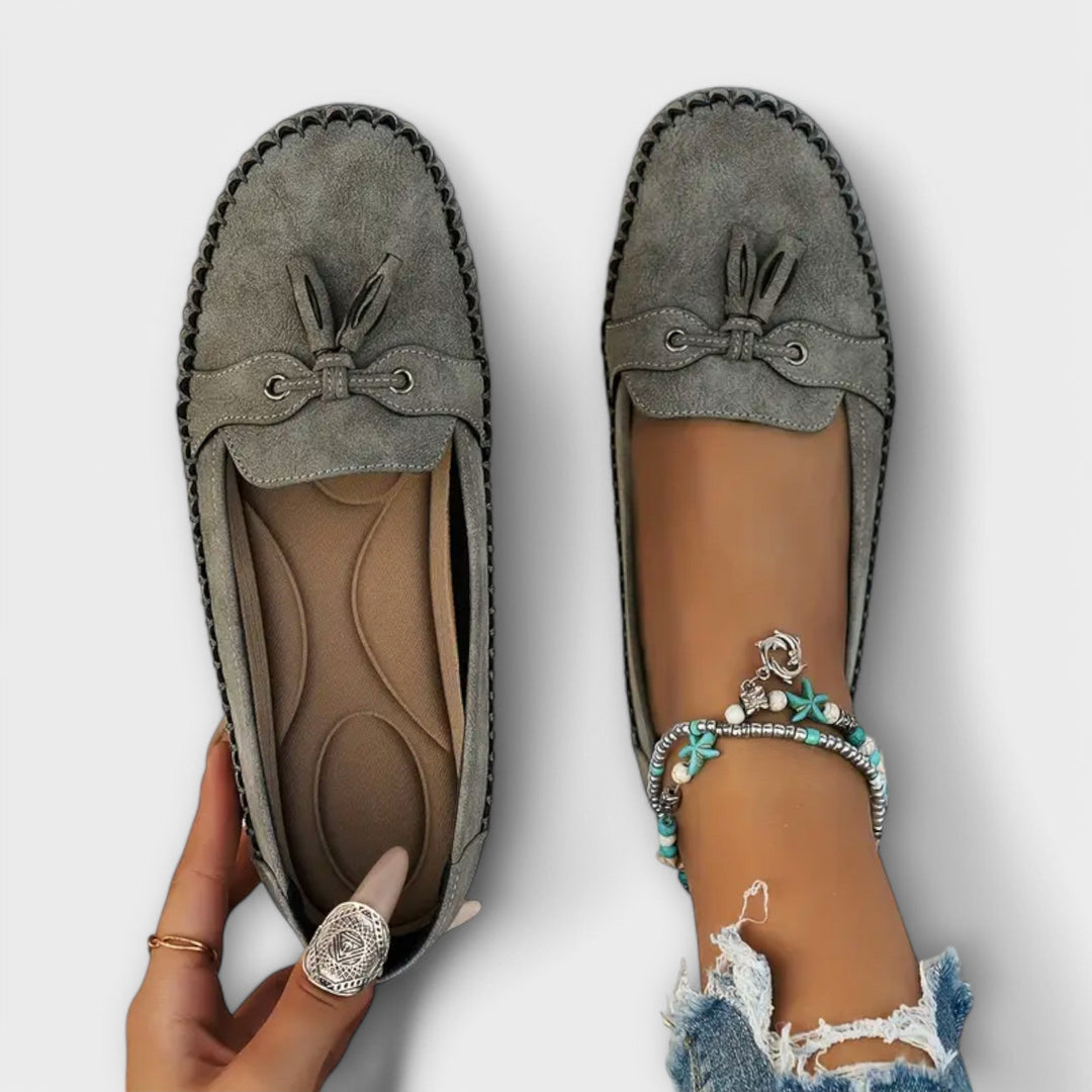 Women's Orthopedic Suede Loafer Shoes Tassel Detail Flat