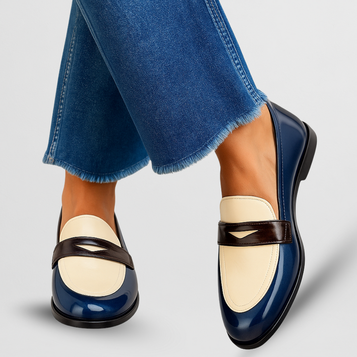 Women's Patent Leather Penny Loafer Shoes Round Toe Flat