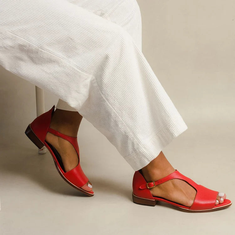 Women's Flat Sandals Open Toe Ankle Strap Low Block Heel