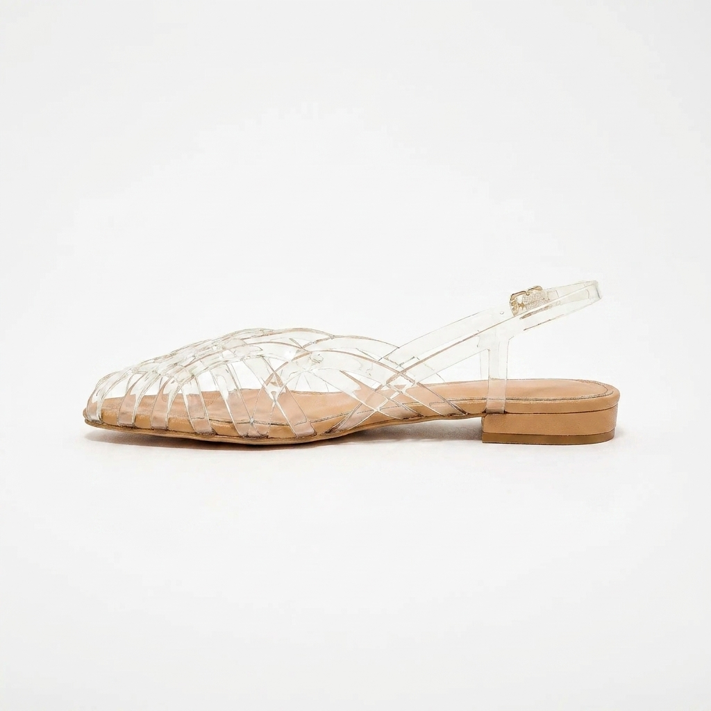 Women's Woven Leather Slingback Flat Sandals