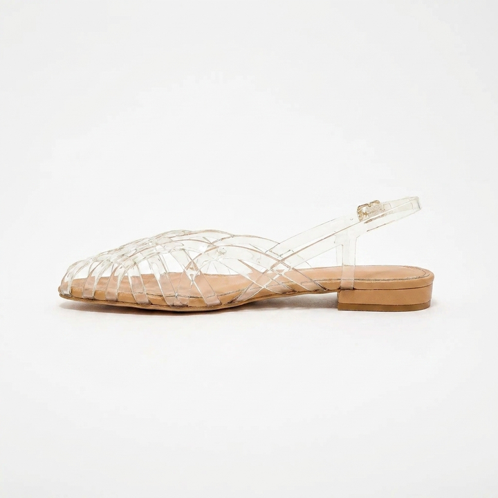 Women's Woven Leather Slingback Flat Sandals