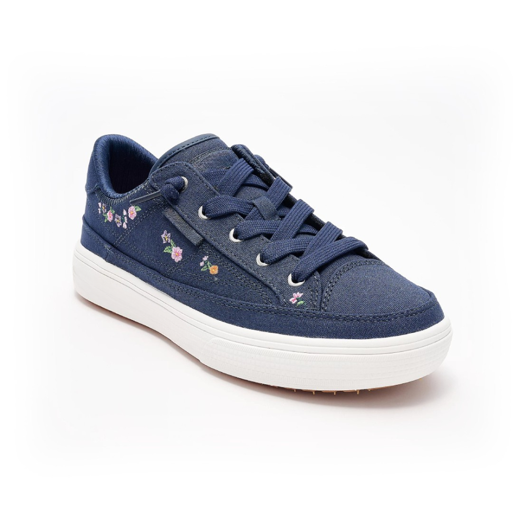 Women's Floral Embroidered Canvas Lace-Up Trainers