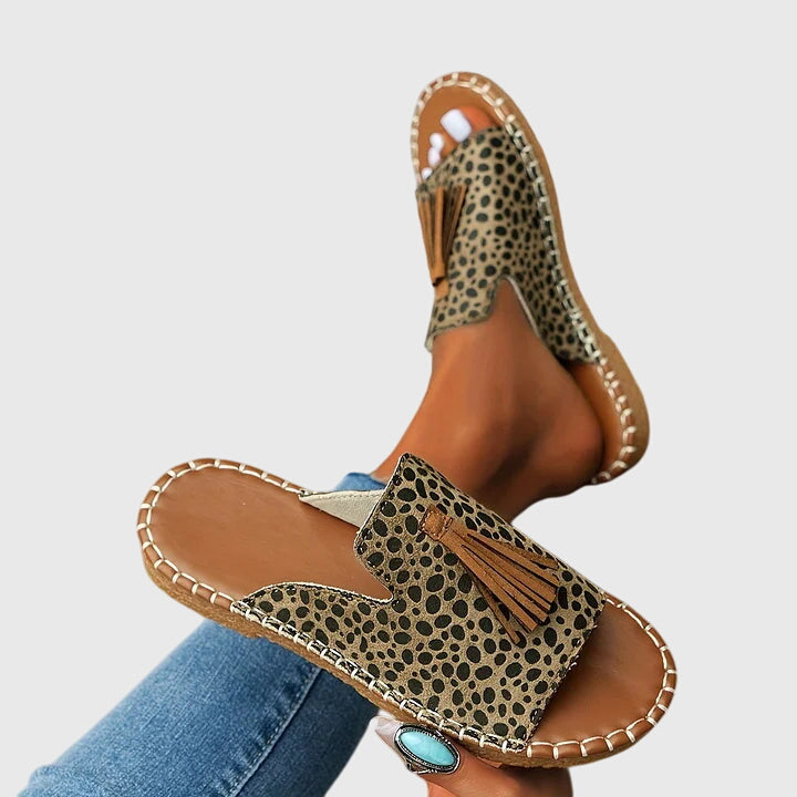 Women's Orthopaedic Boho Print Tassel Slip-On Flat Sandals