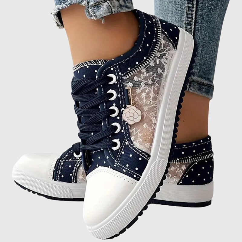 Women's Orthopaedic Lace-Up Floral Mesh Detail Shoes