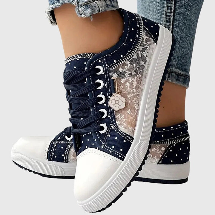 Women's Orthopaedic Lace-Up Floral Mesh Detail Shoes