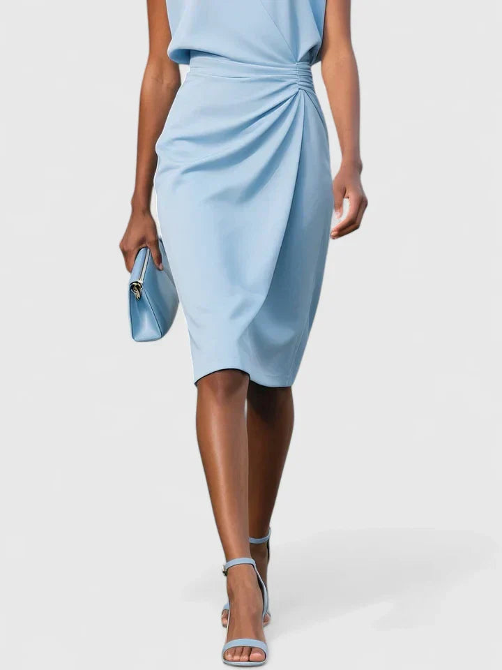 Women's Sleeveless Wrap Midi Dress Keyhole Neck Ruched