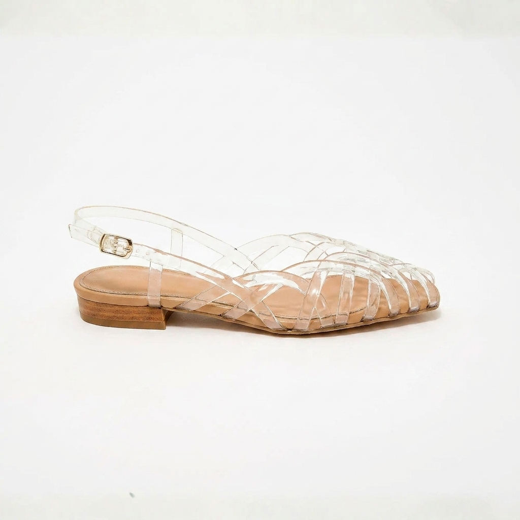 Women's Woven Leather Slingback Flat Sandals