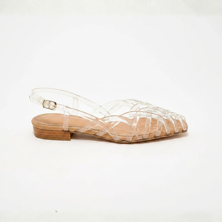 Women's Woven Leather Slingback Flat Sandals