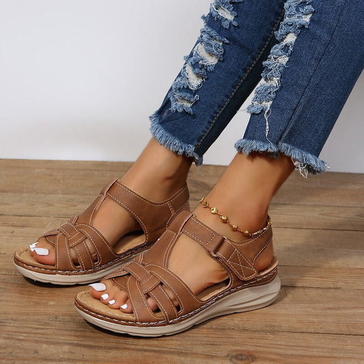 Women's Orthopedic Arch Support Sandals Velcro Cutout Flat