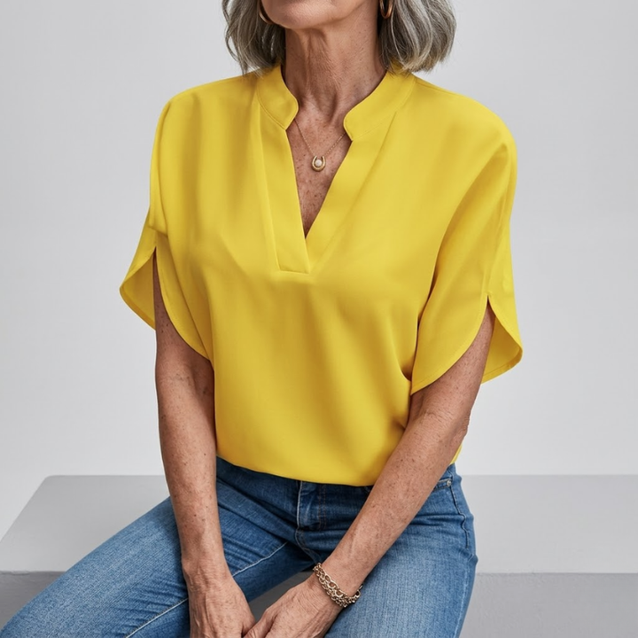 Drape V-Neck Blouse