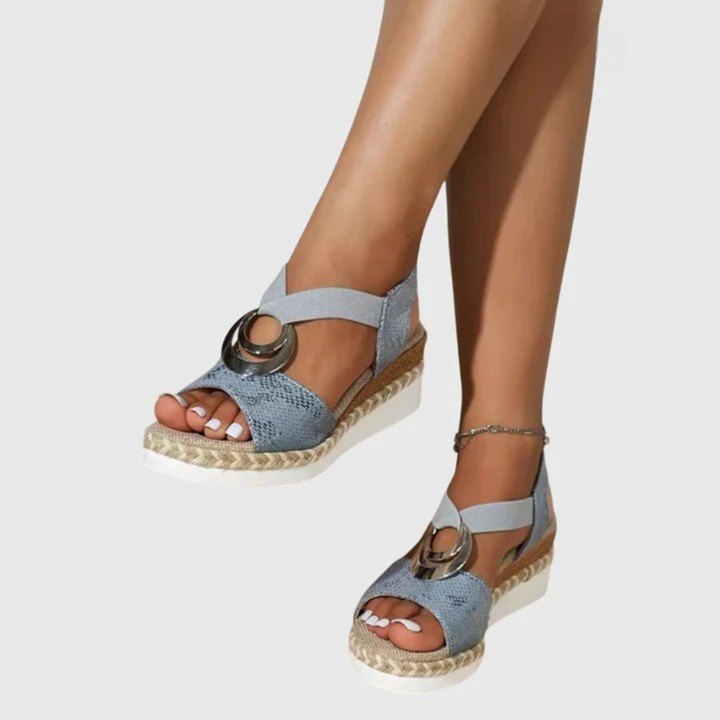 Women's Orthopaedic Espadrille Wedge Sandals Metallic Trim