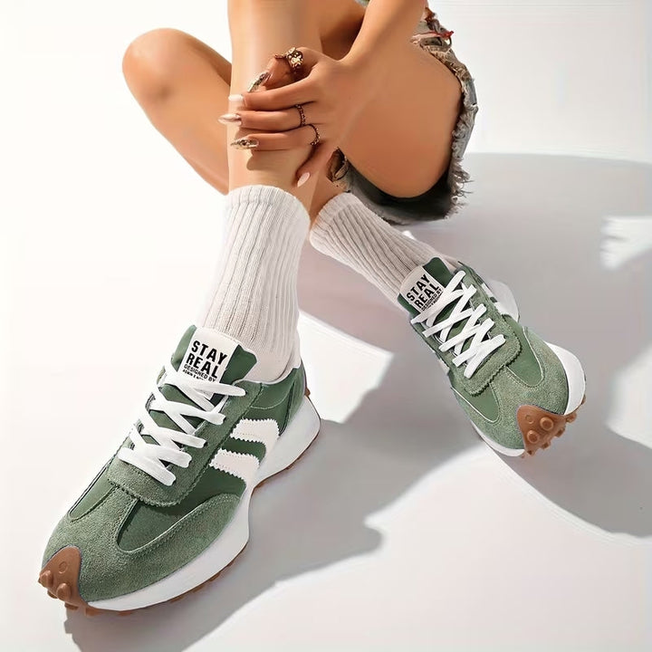 Women's Lace-Up Trainers with Low-Cut Design and Textured Sole