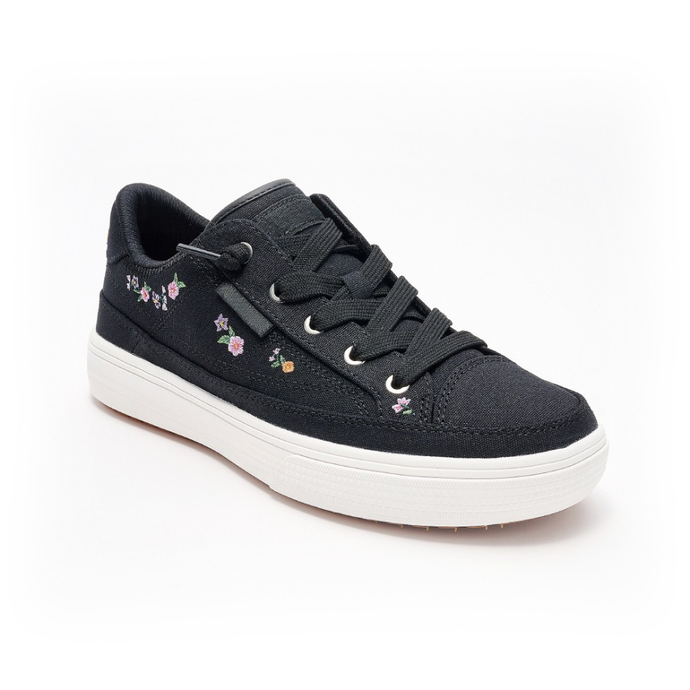 Women's Floral Embroidered Canvas Lace-Up Trainers