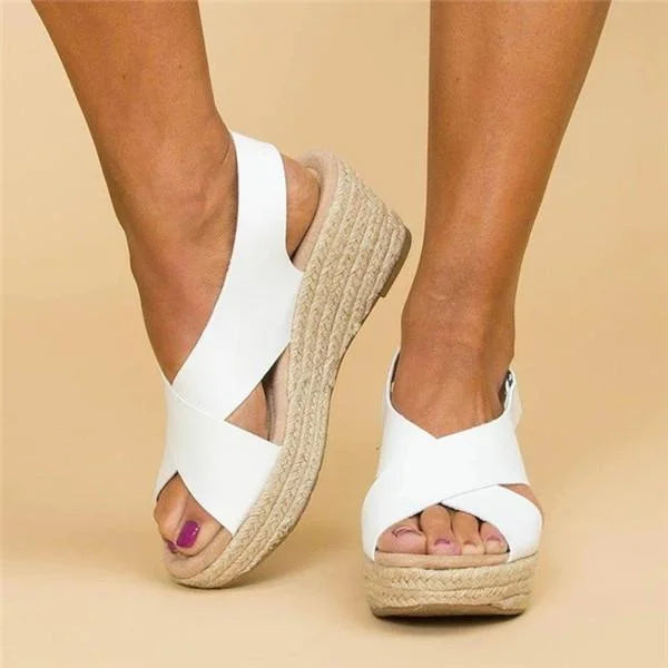 Women's Orthopedic Espadrille Wedge Sandals Ankle Strap