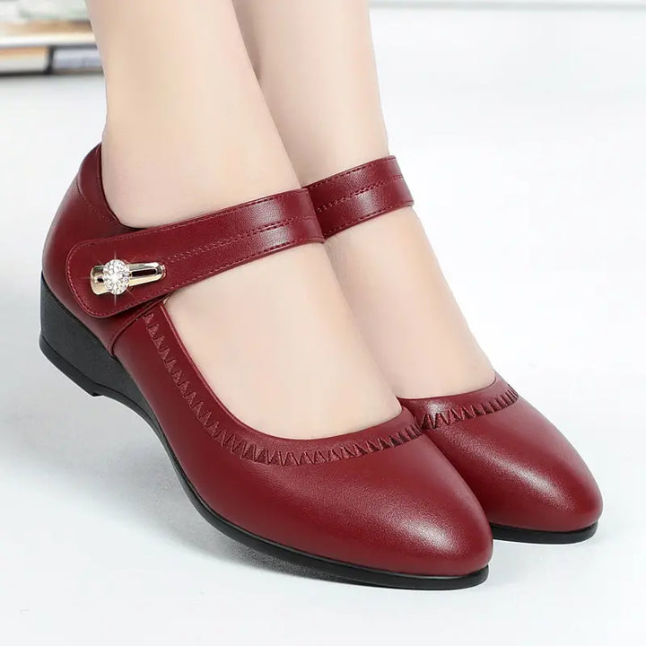 Women's Orthopaedic Leather Mary Jane Wedge Comfort Shoes