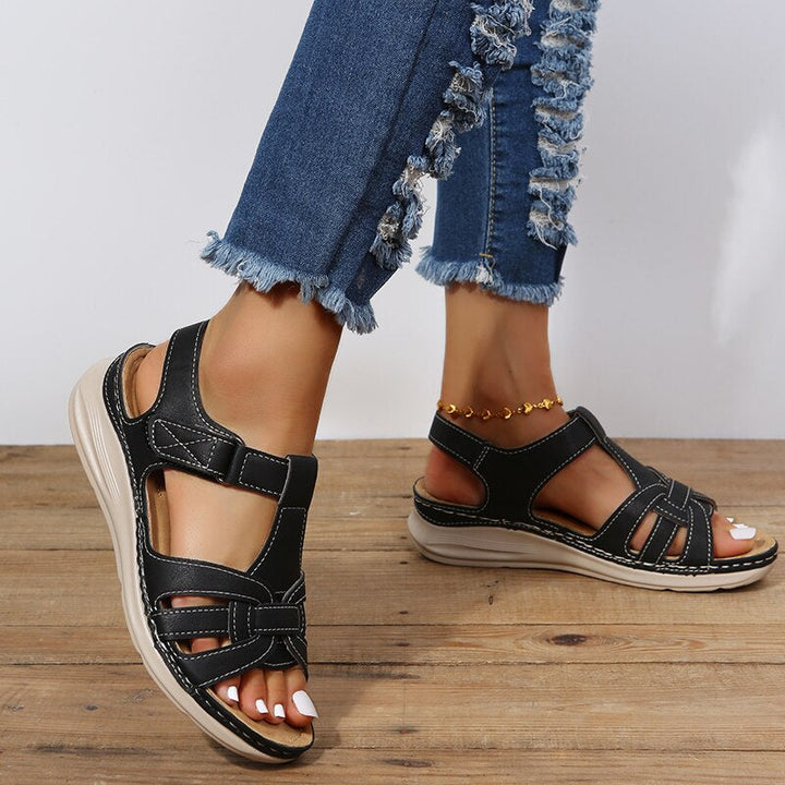 Women's Orthopedic Arch Support Sandals Velcro Cutout Flat