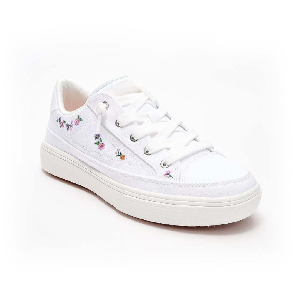 Women's Floral Embroidered Canvas Lace-Up Trainers