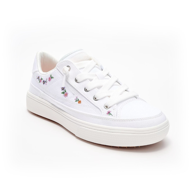 Women's Floral Embroidered Canvas Lace-Up Trainers