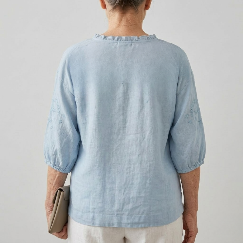 Embroidered Button Blouse