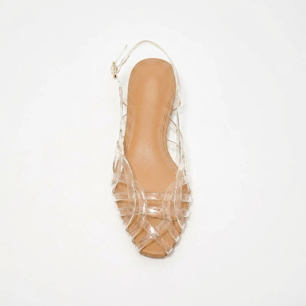 Women's Woven Leather Slingback Flat Sandals