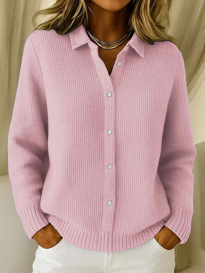 Women's Elegant Collared Button Cardigan