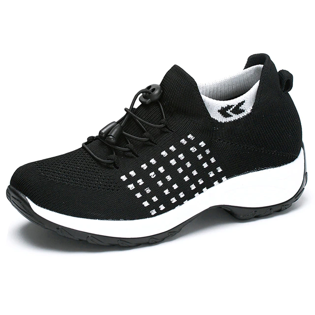 Women's Orthopedic Knit Trainers Platform Lace Up Wide Fit