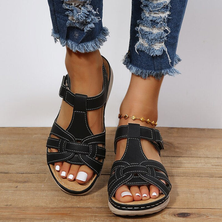 Women's Orthopedic Arch Support Sandals Velcro Cutout Flat