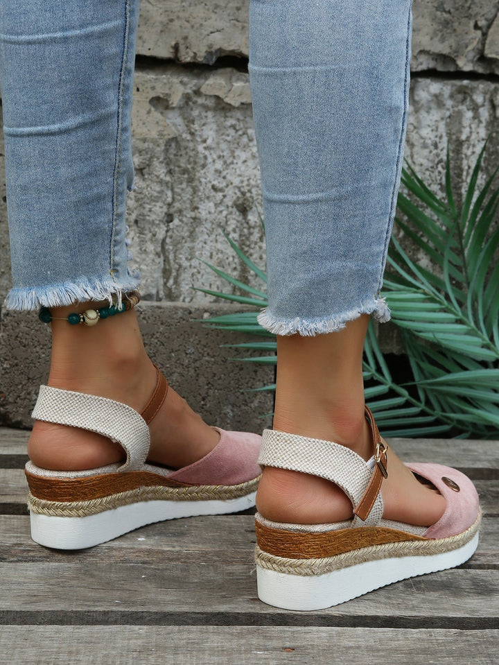 Women's Orthopedic Woven Wedge Sandals Buckle Ankle Strap