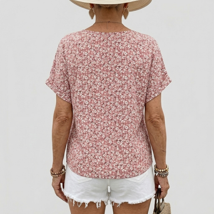 Floral Button Detail Summer Blouse
