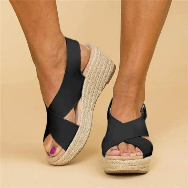 Women's Orthopedic Espadrille Wedge Sandals Ankle Strap