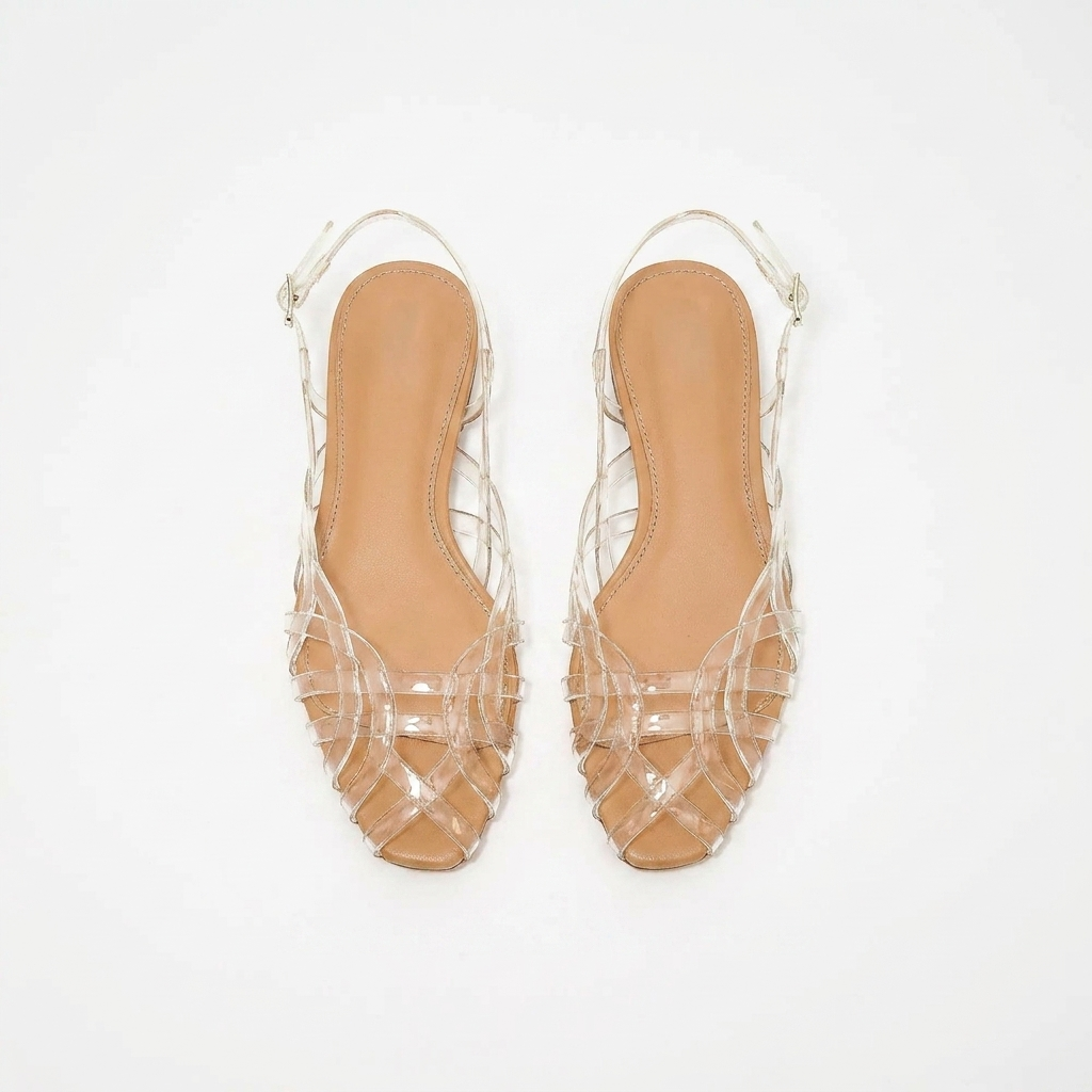 Women's Woven Leather Slingback Flat Sandals