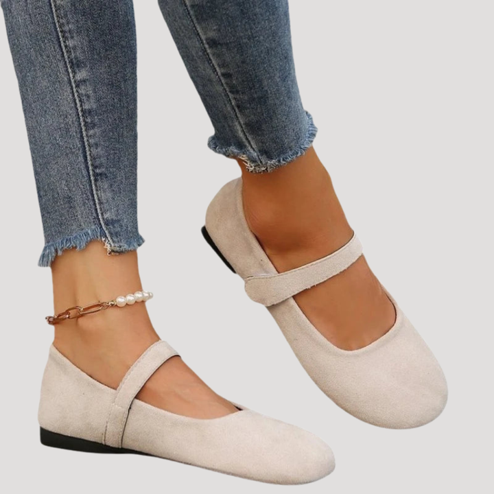 Women's Comfortable Suede Mary Jane Flats Adjustable Strap Shoes