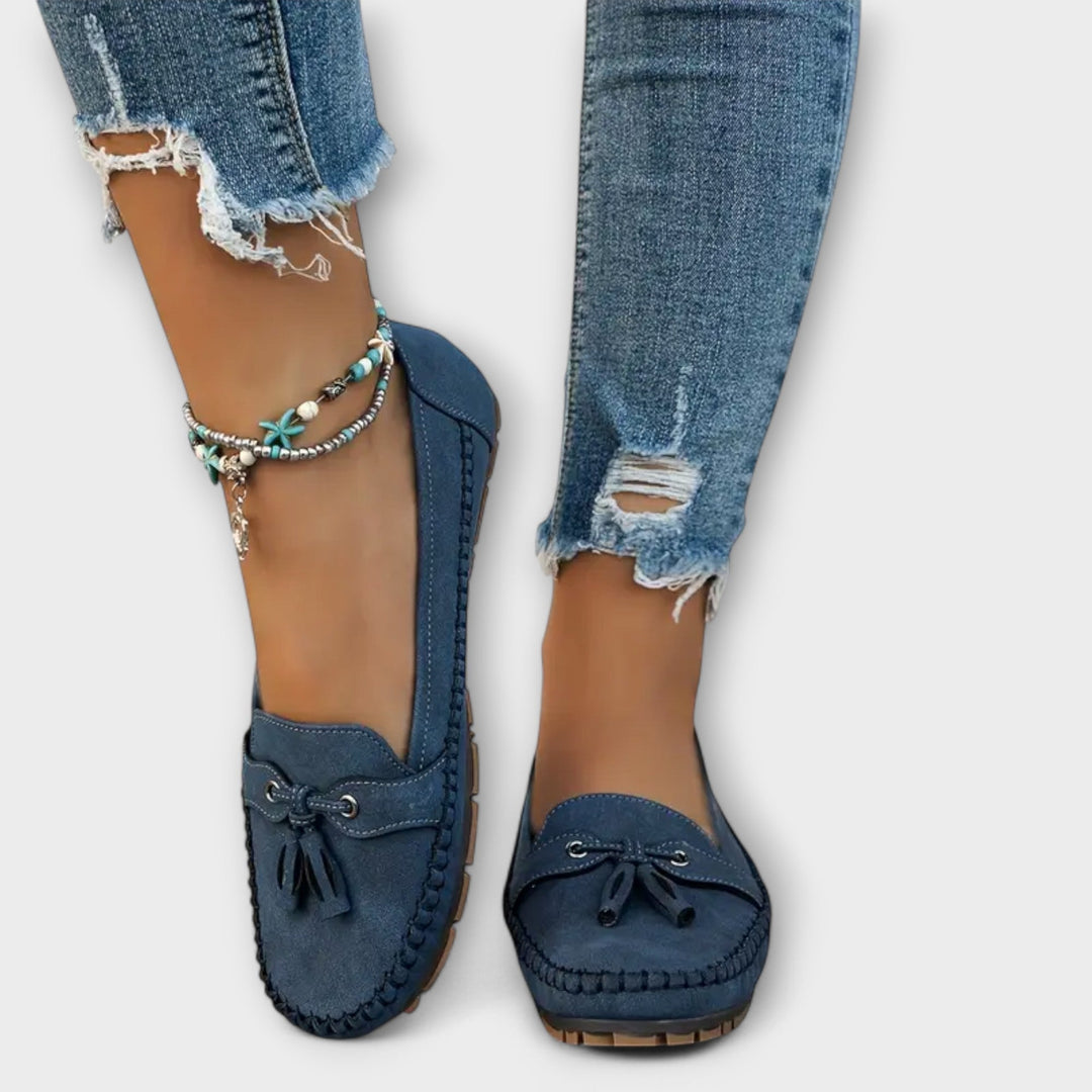 Women's Orthopedic Suede Loafer Shoes Tassel Detail Flat