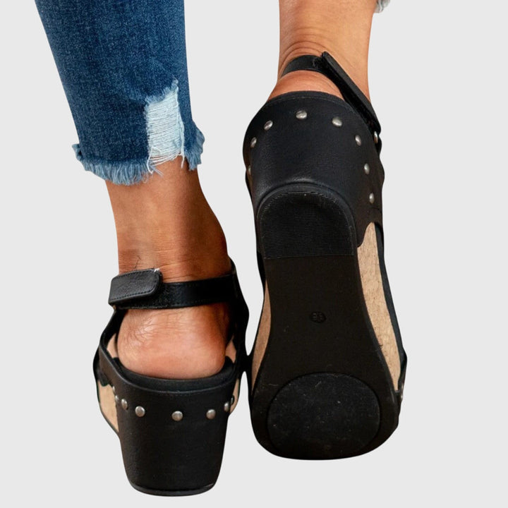 Women's Orthopaedic Taupe Cork Wedge Sandals