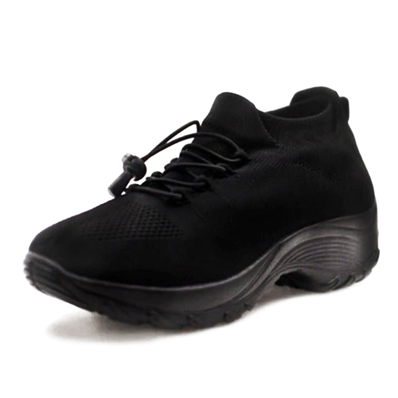 Women's Orthopedic Knit Trainers Platform Lace Up Wide Fit