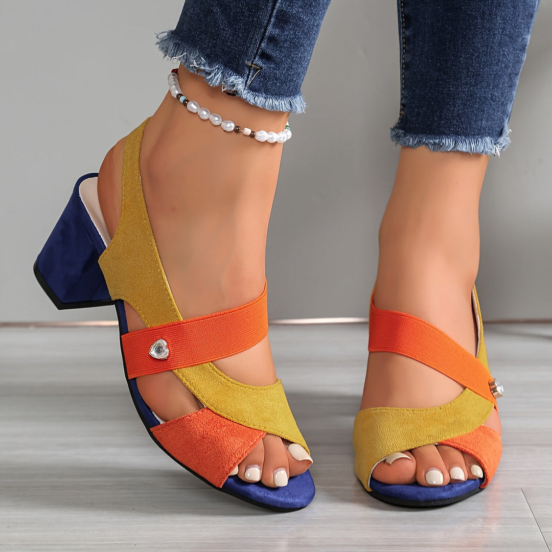 Women's Orthopaedic Diamanté Ankle Strap Block Heels
