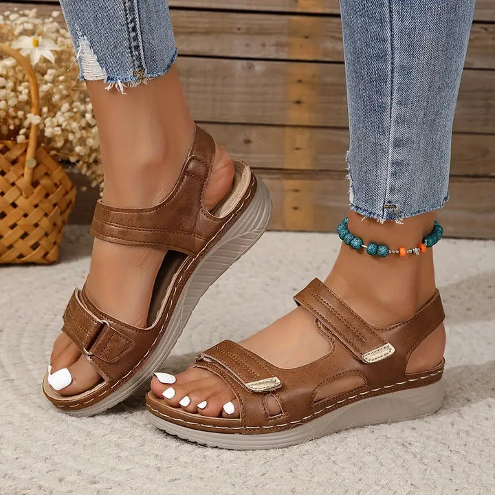 Women's Orthopedic Velcro Strap Wedge Sandals Open Toe