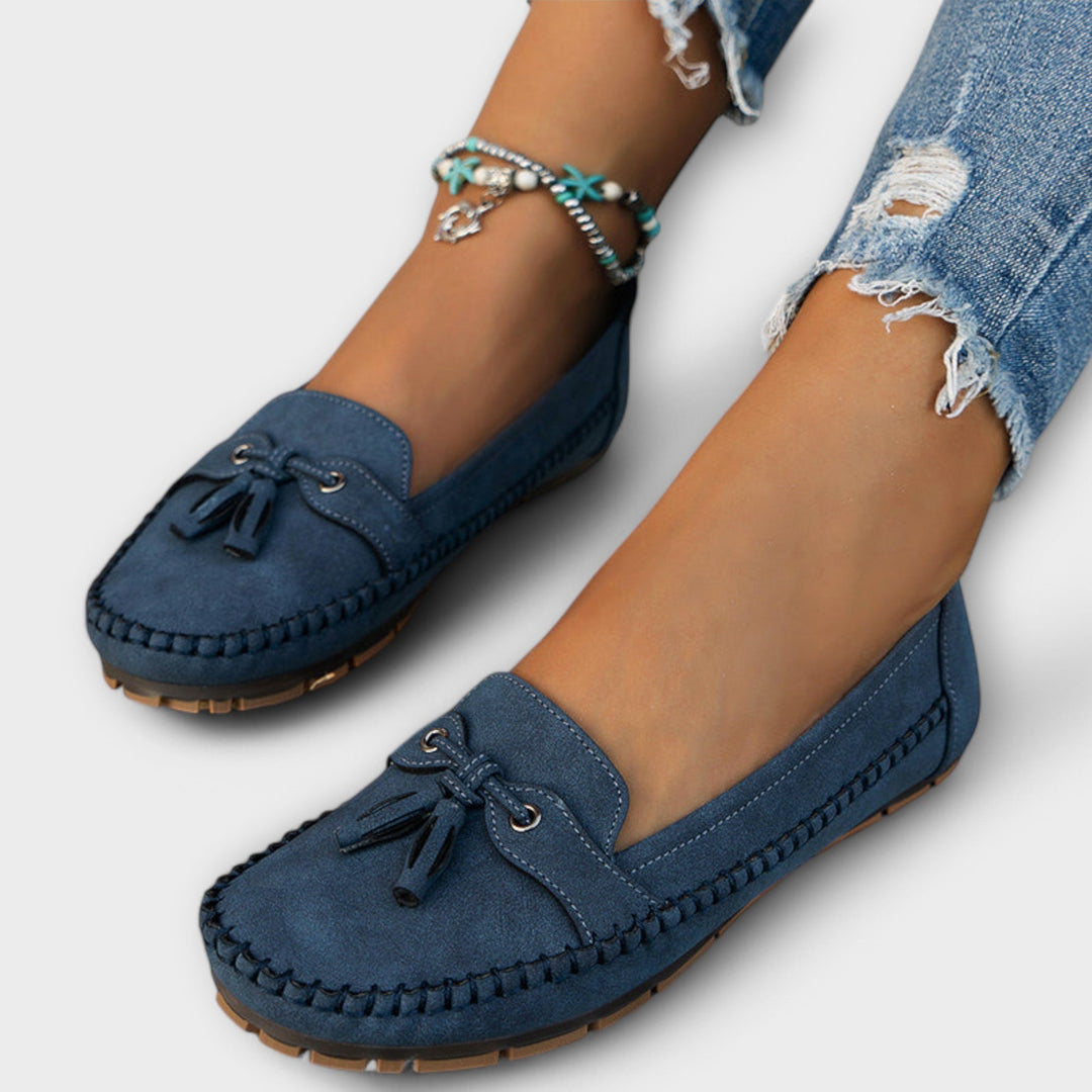 Women's Orthopedic Suede Loafer Shoes Tassel Detail Flat