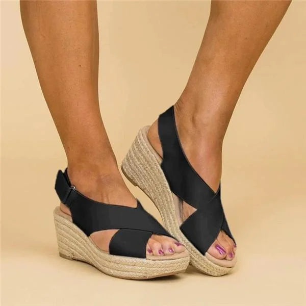 Women's Orthopedic Espadrille Wedge Sandals Ankle Strap