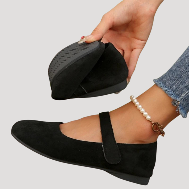 Women's Comfortable Suede Mary Jane Flats Adjustable Strap Shoes