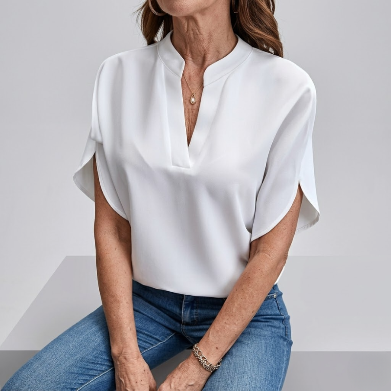 Drape V-Neck Blouse