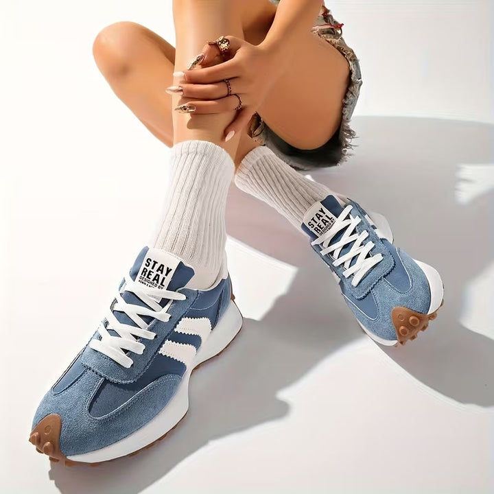 Women's Lace-Up Trainers with Low-Cut Design and Textured Sole