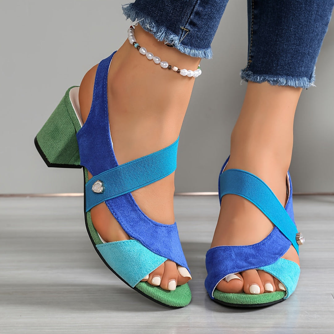 Women's Orthopaedic Diamanté Ankle Strap Block Heels