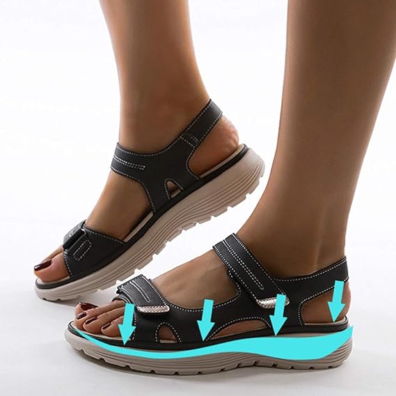 Women's Orthopedic Velcro Strap Wedge Sandals Open Toe